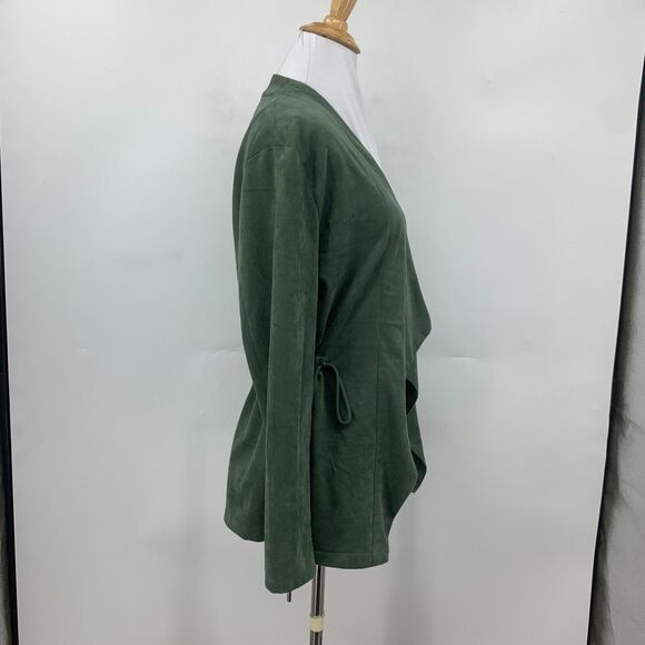 BlankNYC Jacket Womens XS Sage Vegan Suede Waterfall Lapel Drawstring Waist - Picture 4 of 15